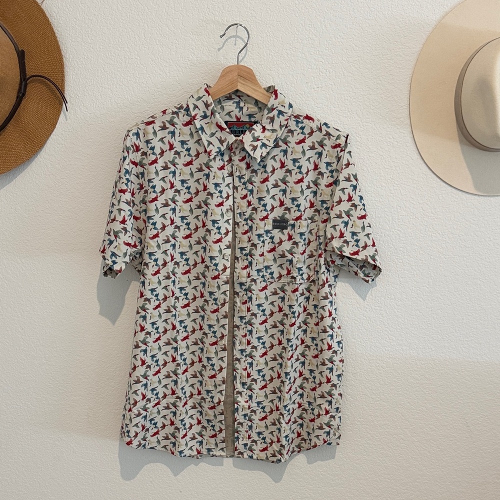 BURLEBO Men's Red and Blue Patterned Casual Shirt